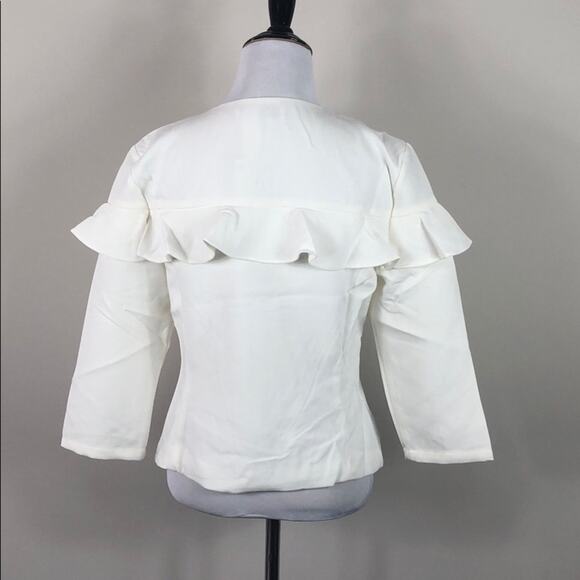 Lightweight Ruffle Jacket Ivory Zip Up - Picture 8 of 9